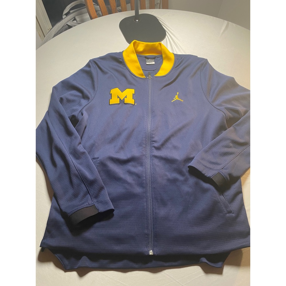 Jordan Michigan Wolverines Dri-FIT Full Zip Track Jacket Navy Blue Mens Large